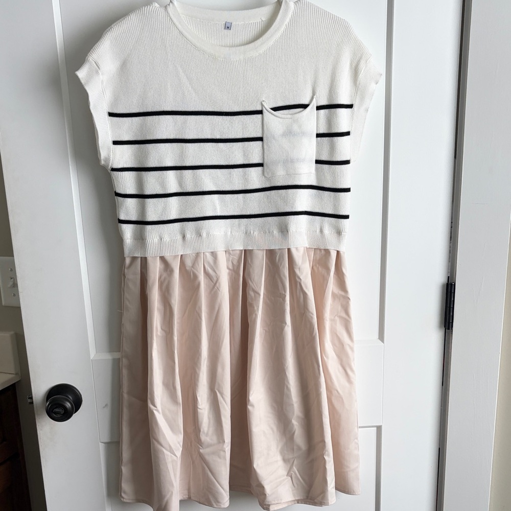 Striped White and Cream Kids Dress